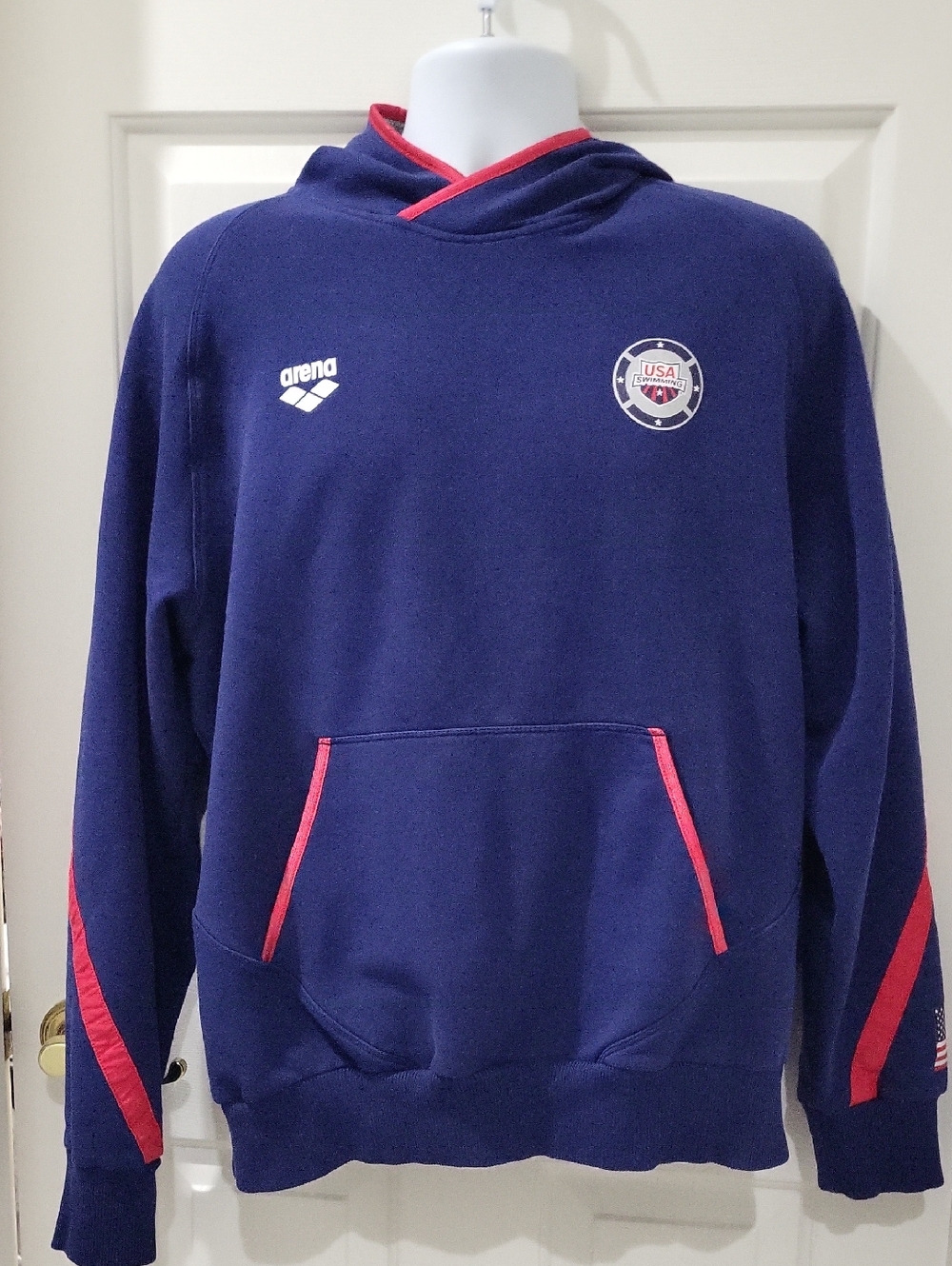 USA Swimming Navy Hoodie with Red Trim